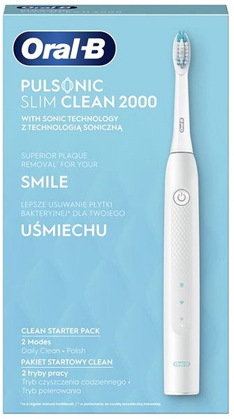 Elektromos fogkefe Oral-B Pulsonic Slim Clean 2000 White Csomagolás/doboz