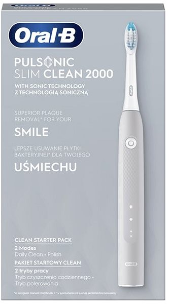 Elektromos fogkefe Oral-B Pulsonic Slim Clean 2000 Grey Csomagolás/doboz