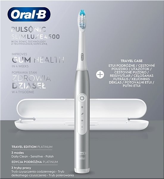 Electric Toothbrush Oral-B Pulsonic Slim Luxe 4500 Platinum Screen