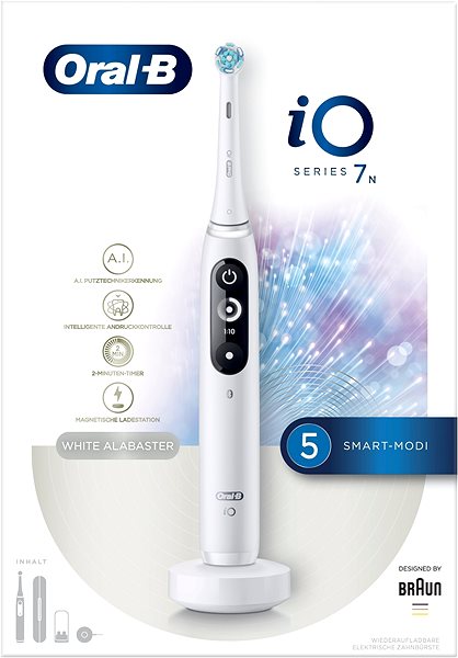 Elektrische Zahnbürste Oral-B iO Series 7 White Alabaster Magnetische Zahnbürste Verpackung/Box