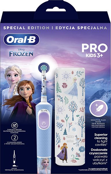 Elektrická zubná kefka Oral-B Pro Kids Ľadové kráľovstvo – s dizajnom od Brauna s puzdrom ...