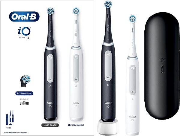 Electric Toothbrush Oral-B iO Series 4 Duo Black/White Magnetic Toothbrushes ...