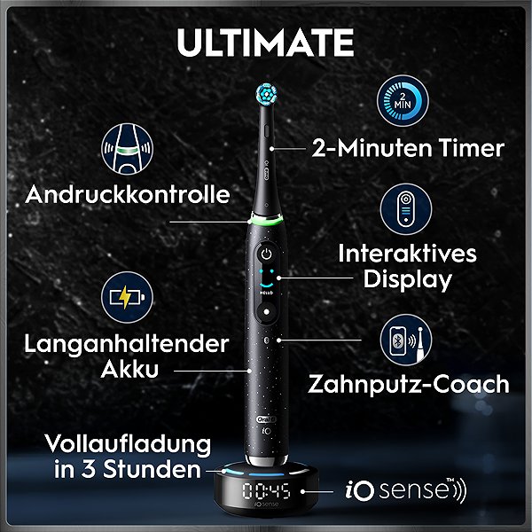Elektrische Zahnbürste Oral-B iO Series 10 Cosmic Black Magnetische Zahnbürste ...