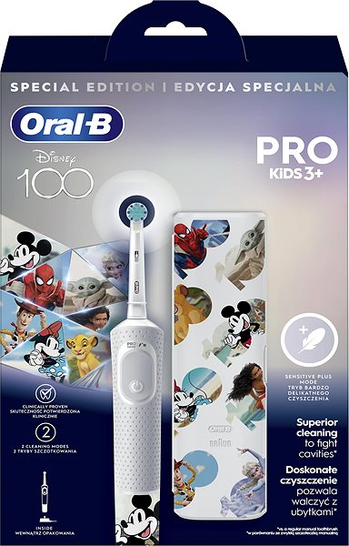 Elektrická zubná kefka Oral-B Pro Kids Disney 100 rokov s Dizajnom od Brauna s puzdrom ...