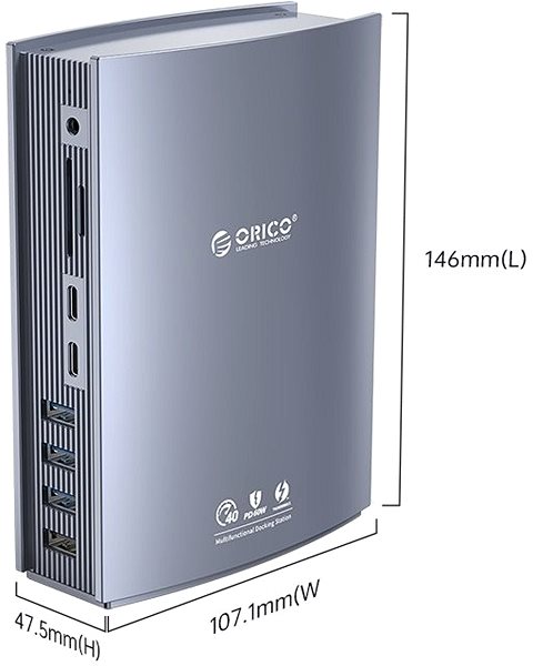 Docking Station ORICO 15-in-1 Thunderbolt 3 Multifunctional Docking Station Technical draft