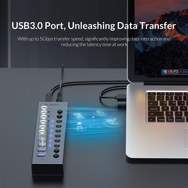 USB Hub Orico USB-A Hub 16x USB 3.0 Black Jellemzők/technológia