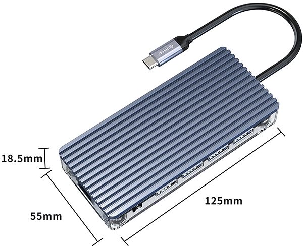 USB Hub Orico USB-C Hub 11-in-1 Transparent, SD/TF Reader, Power Delivery, Ethernet, VGA, Audio Technical draft