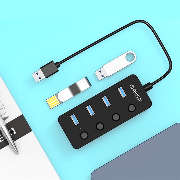 USB Hub Orico USB-A Hub 4 x USB 3.0 mit Schalter Lifestyle