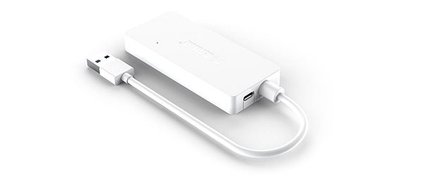 USB Hub Orico USB-A Hub 4×USB 3.0 + microUSB input White Oldalnézet