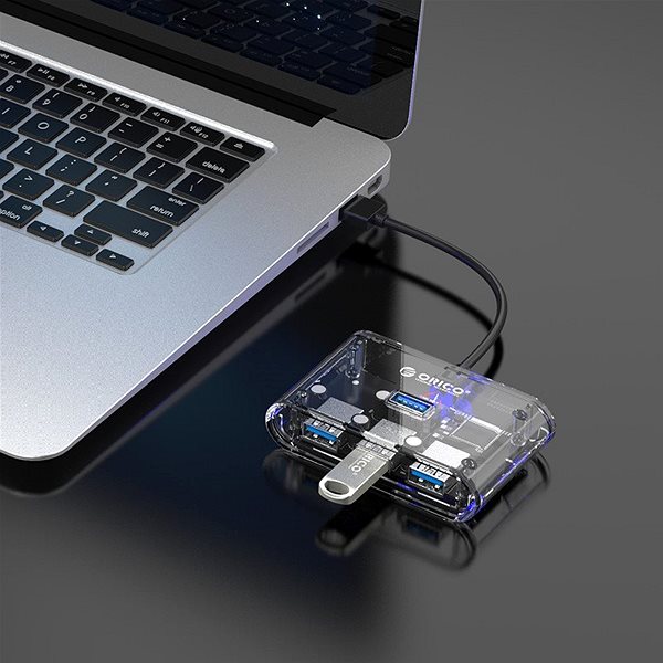 USB Hub Orico USB-A Hub 4xUSB 3.0 Transparent Lifestyle