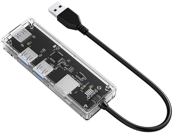 USB Hub Orico USB-A Hub 4×USB 3.0 Transparent thin, TF/SD reader ...