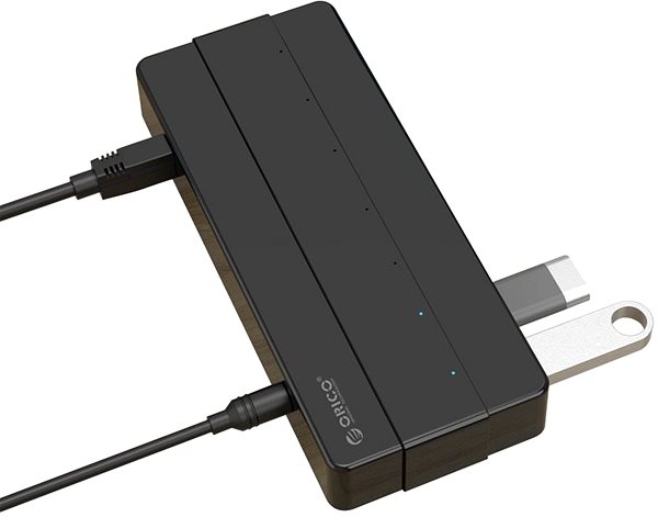 USB Hub Orico USB-A Hub 7 x USB 3.0 mit Stromversorgung Seitlicher Anblick