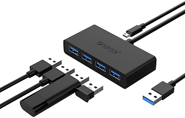 USB Hub ORICO G11-H4-U3-10 fekete Csatlakozási lehetőségek (portok)