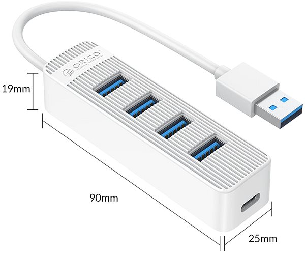 USB Hub ORICO TWU3 - 1,5 m - weiß Technische Zeichnung