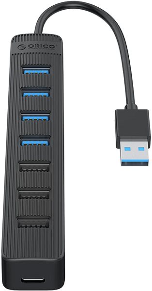 USB Hub ORICO TWU32-7A 15cm fekete Oldalnézet