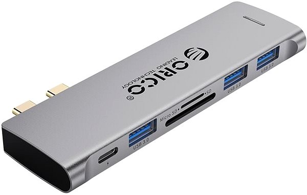 Port-Replikator ORICO 6 IN 1 Typ-C Multifunktions-Dockingstation für Macbook Seitlicher Anblick
