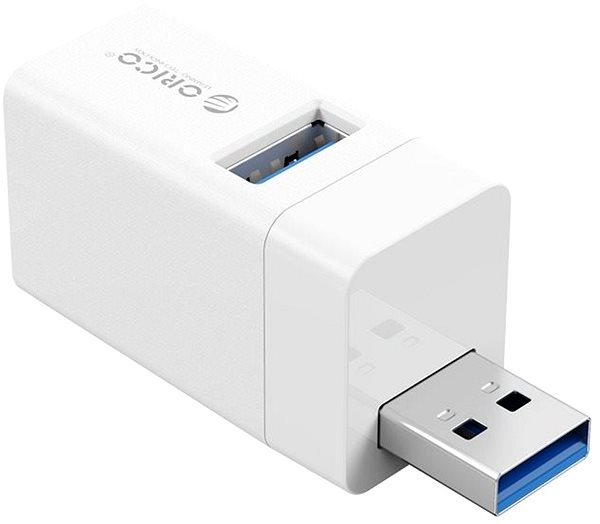 USB Hub ORICO 3IN1 MINI USB HUB - weiß Seitlicher Anblick