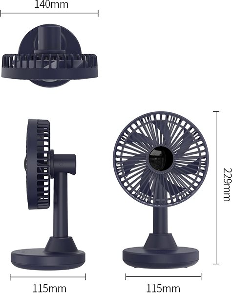 Ventilátor ORICO-Oscillating Desk Fan Technický nákres