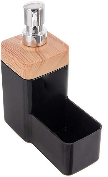 Seifenspender ORION BLACK Wooden Spender für Spülmittel mit Organizer 0,38 l schwarz Kunststoff ...