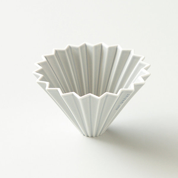 Origami Dripper M ceramic matt grey coffee dripper.