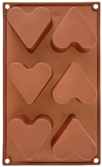 Baking Mould ORION Mould HEART 6 brown silicone ...