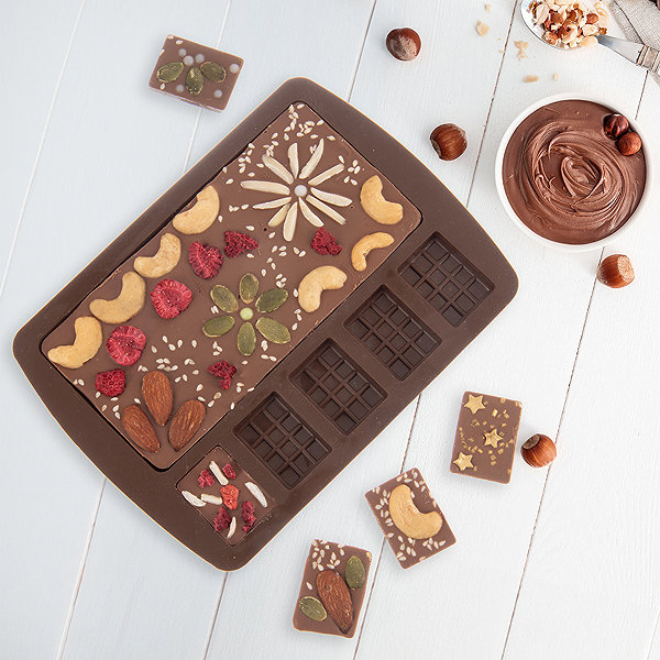 Baking Mould ORION Mould Chocolate tables 5 × mini + 1 × maxi brown, silicone ...