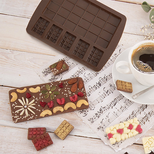Baking Mould ORION Mould Chocolate tables 5 × mini + 1 × maxi brown, silicone ...