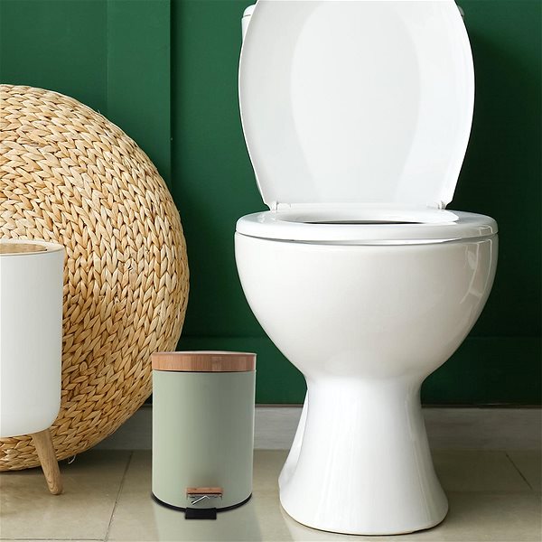 Rubbish Bin ORION Basket with pedal + lid GREENISH 3 l ...