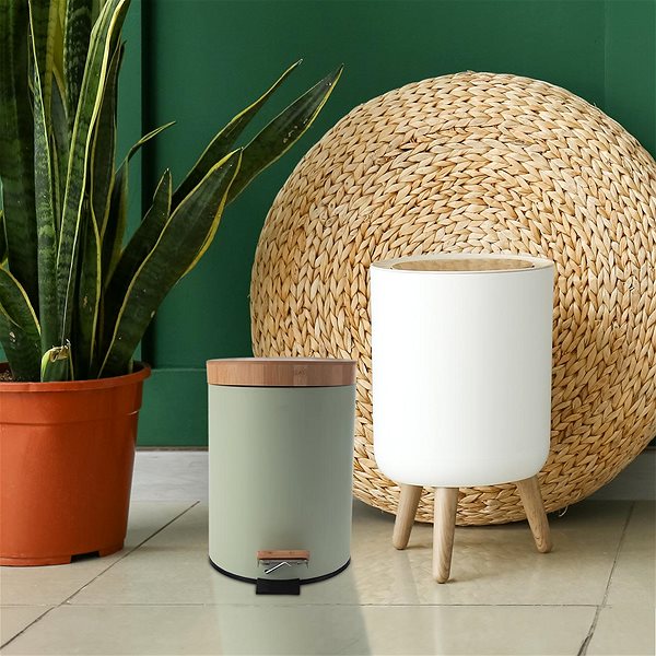 Rubbish Bin ORION Basket with pedal + lid GREENISH 5 l ...