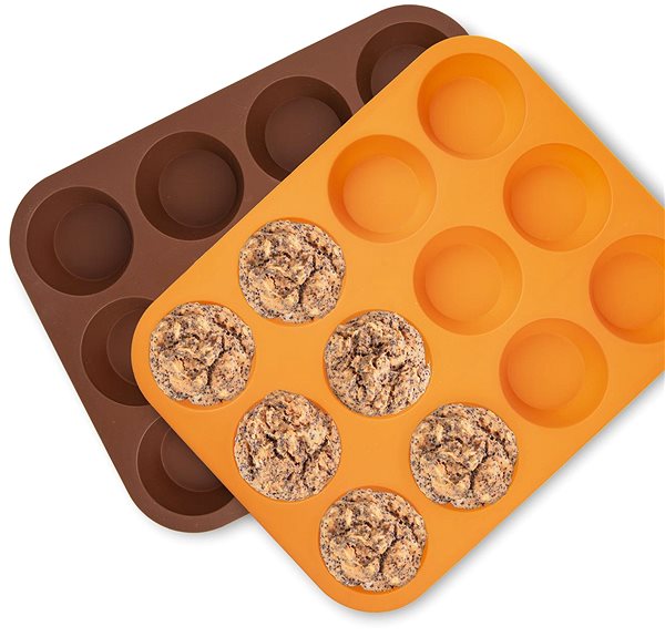 Baking Mould Silicone Mould MUFFINS 12 BROWN ...