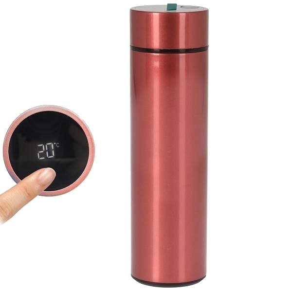 Thermos Orion Stainless-steel Thermos 0,45l with Thermometer, Red Features/technology