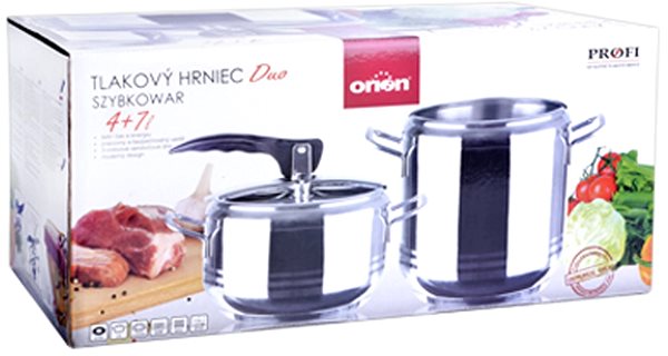 Pressure Cooker ORION Pressure Cooker Stainless Steel PROFI 7l + 4l Duo Packaging/box