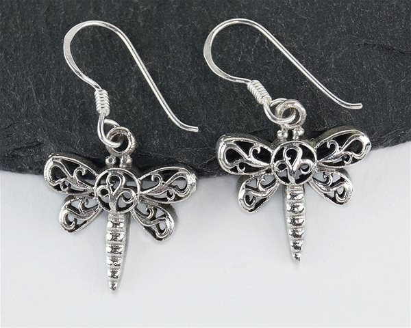 Oriental silver drop earrings Dragonflies.
