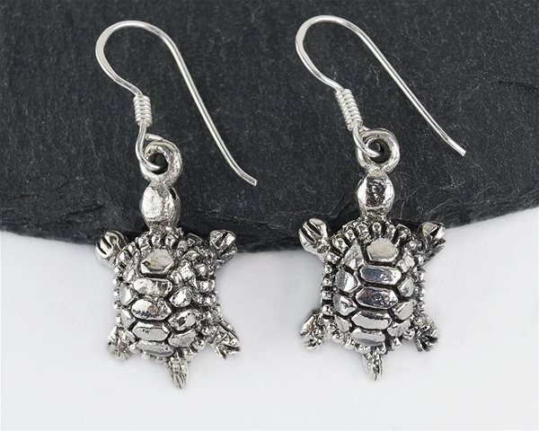 ORIENTAL silver turtle drop earrings.