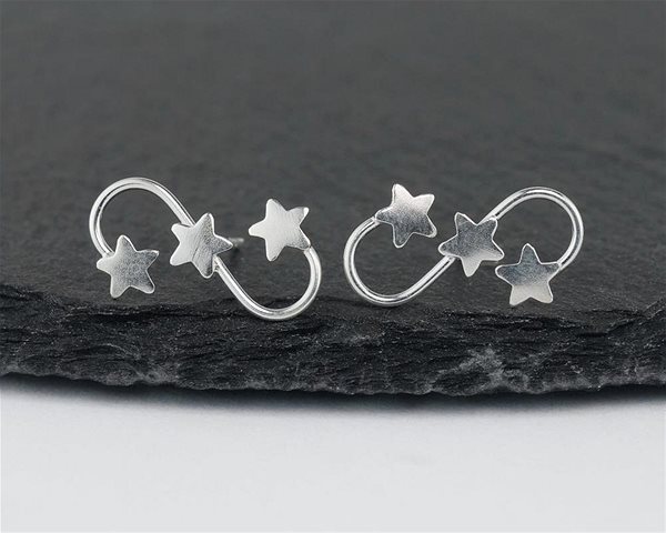 Oriental silver minimalist stud earrings, Stars.