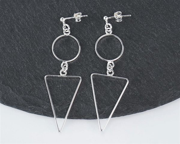 Oriental silver minimalist Triangle earrings.
