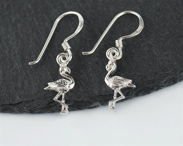 ORIENTAL Silver Drop Earrings, Flamingo, 17mm.