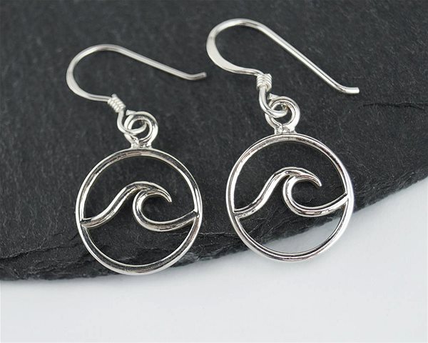 ORIENTAL silver drop earrings, Wave, 20mm.