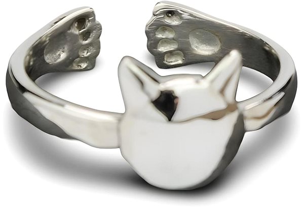ORIENTAL Silver Cat ring, size 54.
