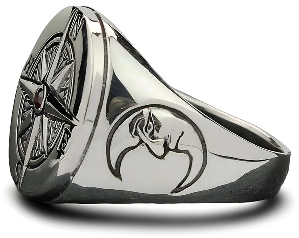 ORIENTAL Silver Compass Ring, size 66.
