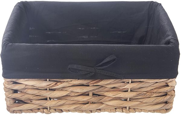 Košík na pečivo ORION Košík 31 × 21 × 14,5 cm čierny, vodní hyacint + textil ...