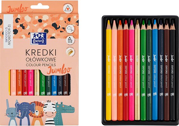 Színes ceruza Oxford Kids Jumbo - háromszögletű, 12 szín ...