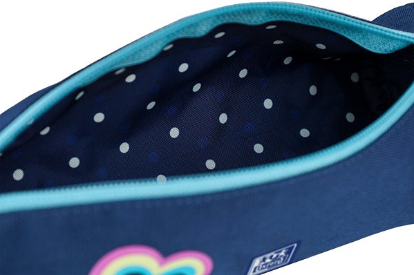 OXFORD round school pencil case, heart, blue.