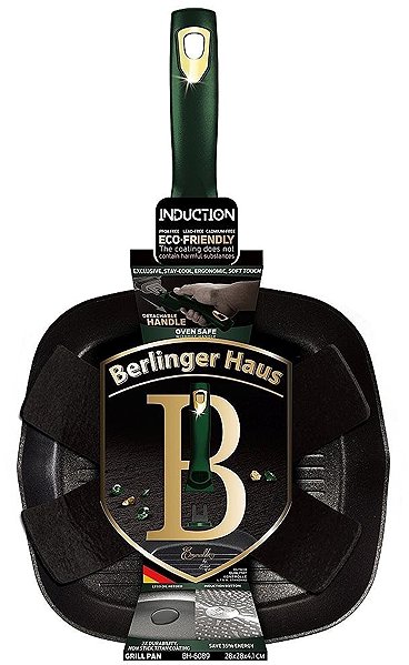 Pan BERLINGERHAUS Grill pan with removable handle 28 cm Emerald Collection .
