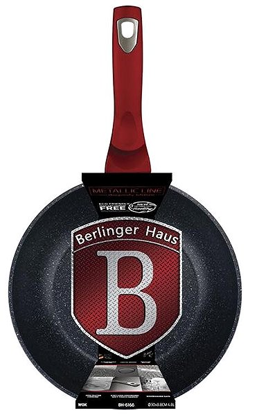 Wok Pan BERLINGERHAUS Wok with marble surface 30 cm Burgundy Metallic Line ...