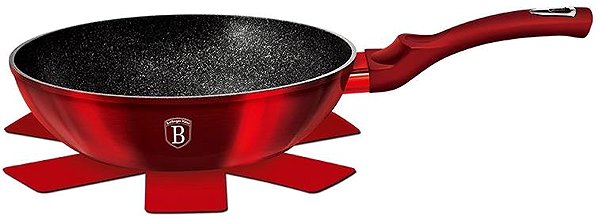 Wok Pan BERLINGERHAUS Wok with marble surface 30 cm Burgundy Metallic Line ...