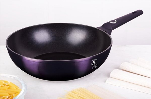 Wok Pan BERLINGERHAUS Wok pan with titanium surface 28 cm Purple Eclipse Collection ...