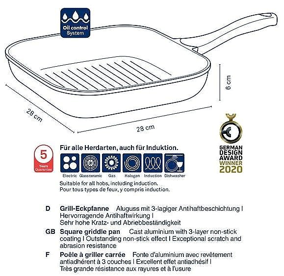 Pan KELA Grilling pan Stella Nova cast aluminium black 28,0x28,0x6,0cm .
