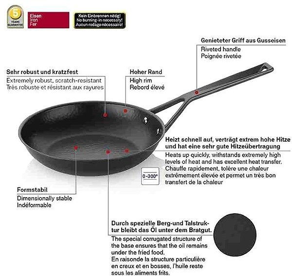 Pan KELA Iron pan Rhino black 24cm .
