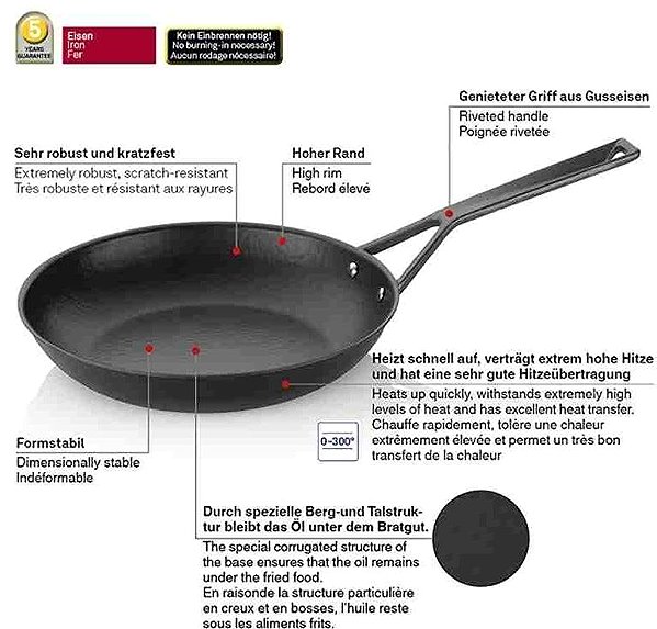 Pan KELA Iron pan Rhino black 28cm .